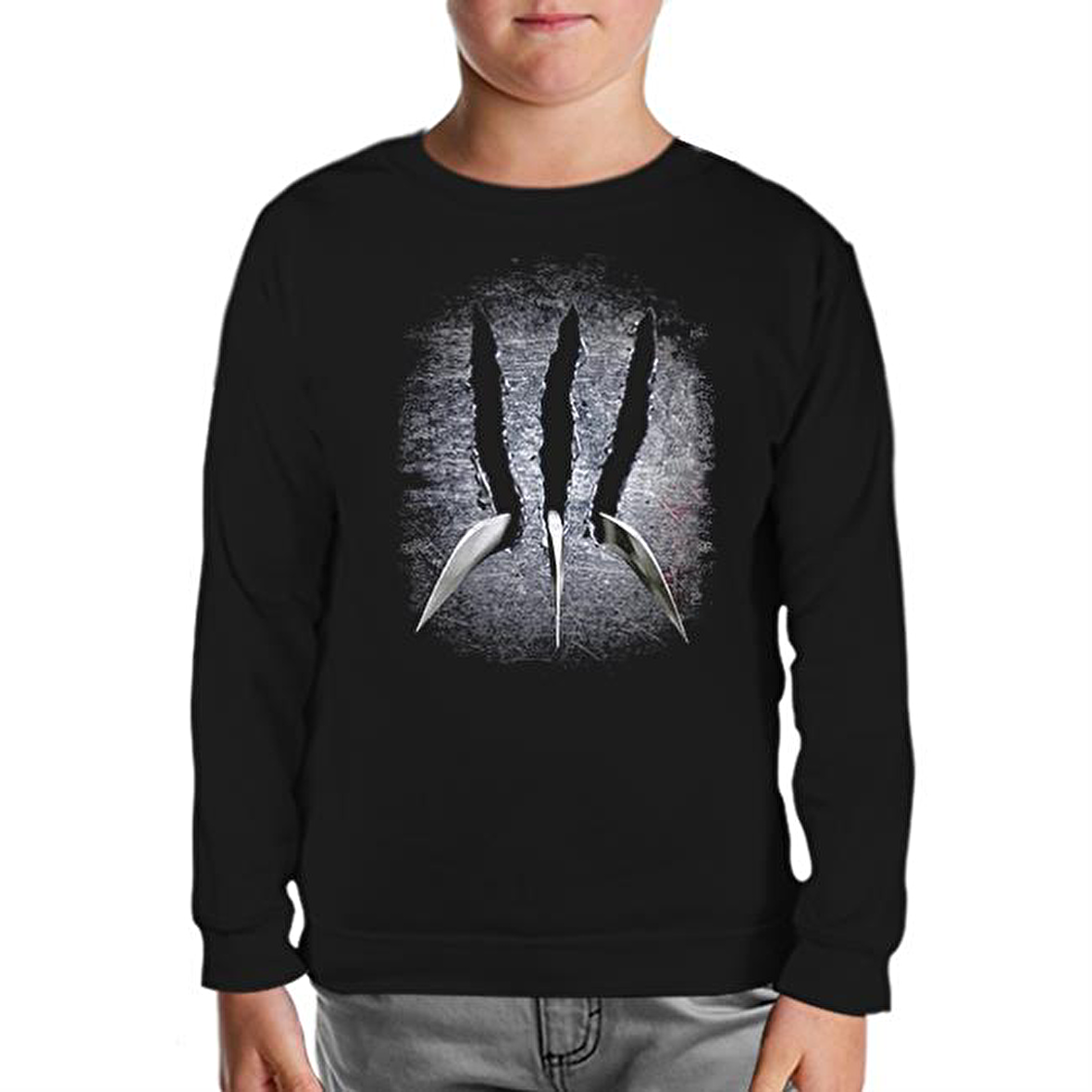 Men Origins Siyah Çocuk Sweatshirt