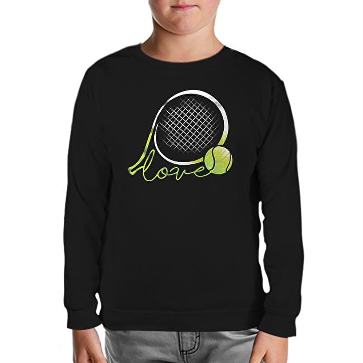 Tenis - Love the Ball Siyah Çocuk Sweatshirt