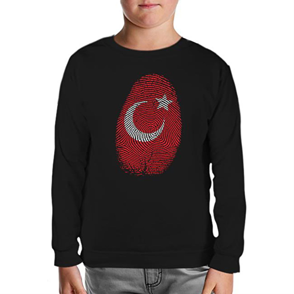 DNA'mızda Var - Ay Yıldız Siyah Çocuk Sweatshirt