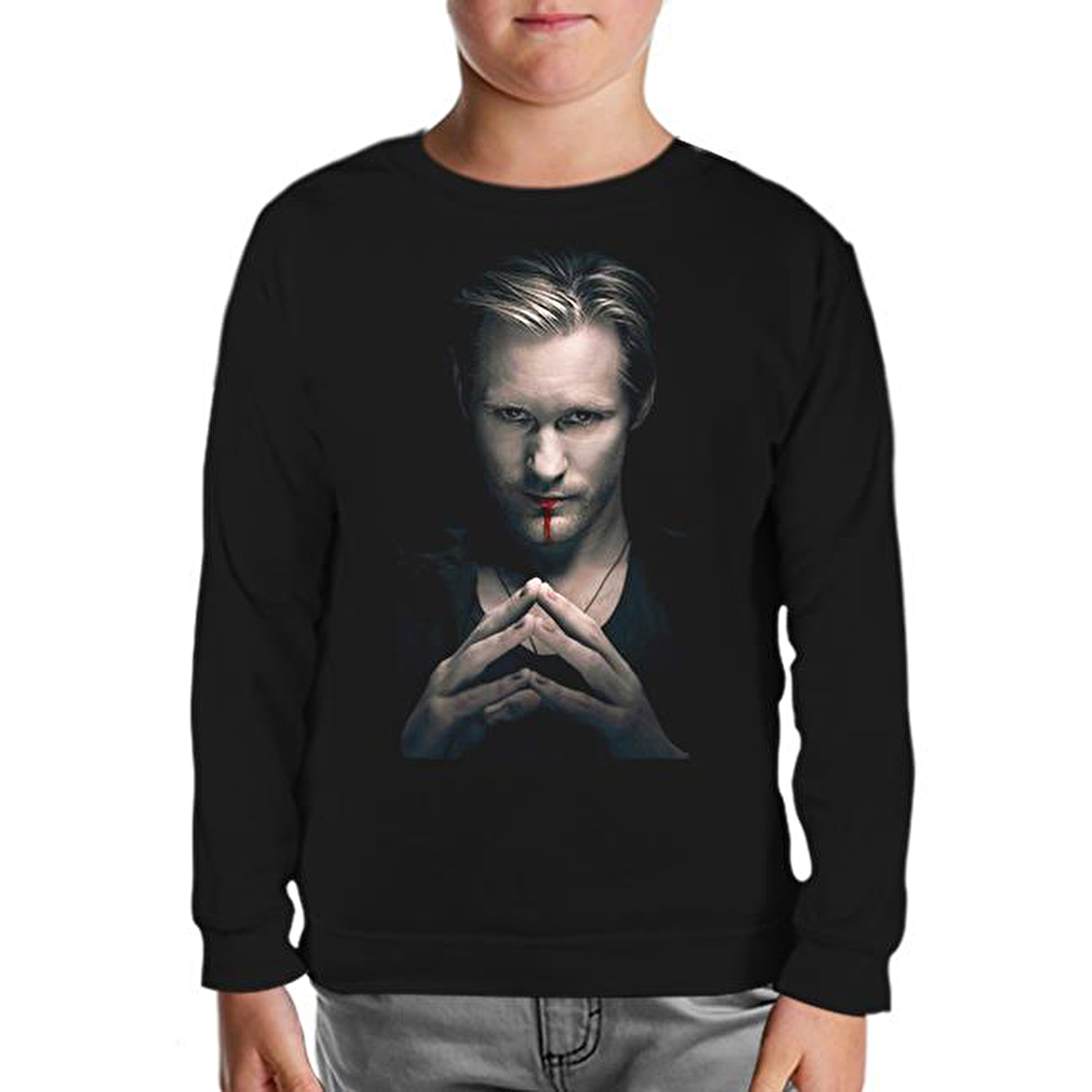 True Blood - Eric Northman Siyah Çocuk Sweatshirt
