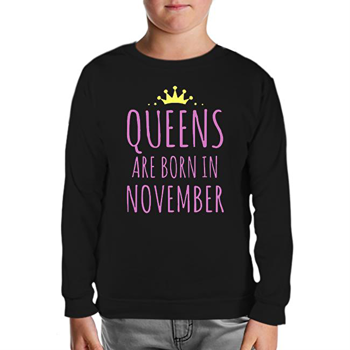 Burç - November Queens Siyah Çocuk Sweatshirt