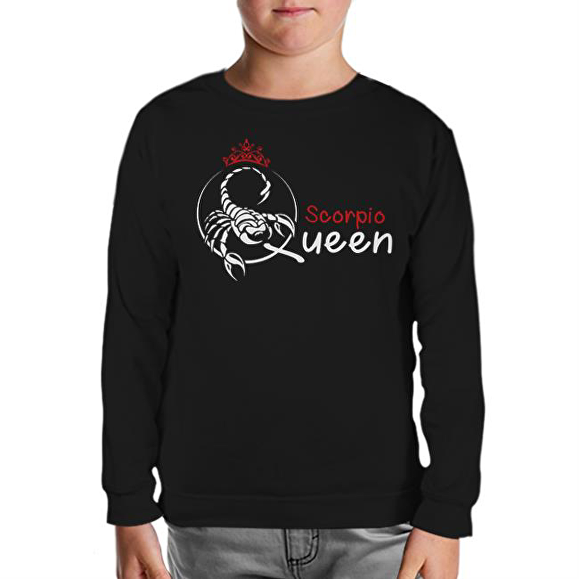 Burç - Scorpio Queen Siyah Çocuk Sweatshirt