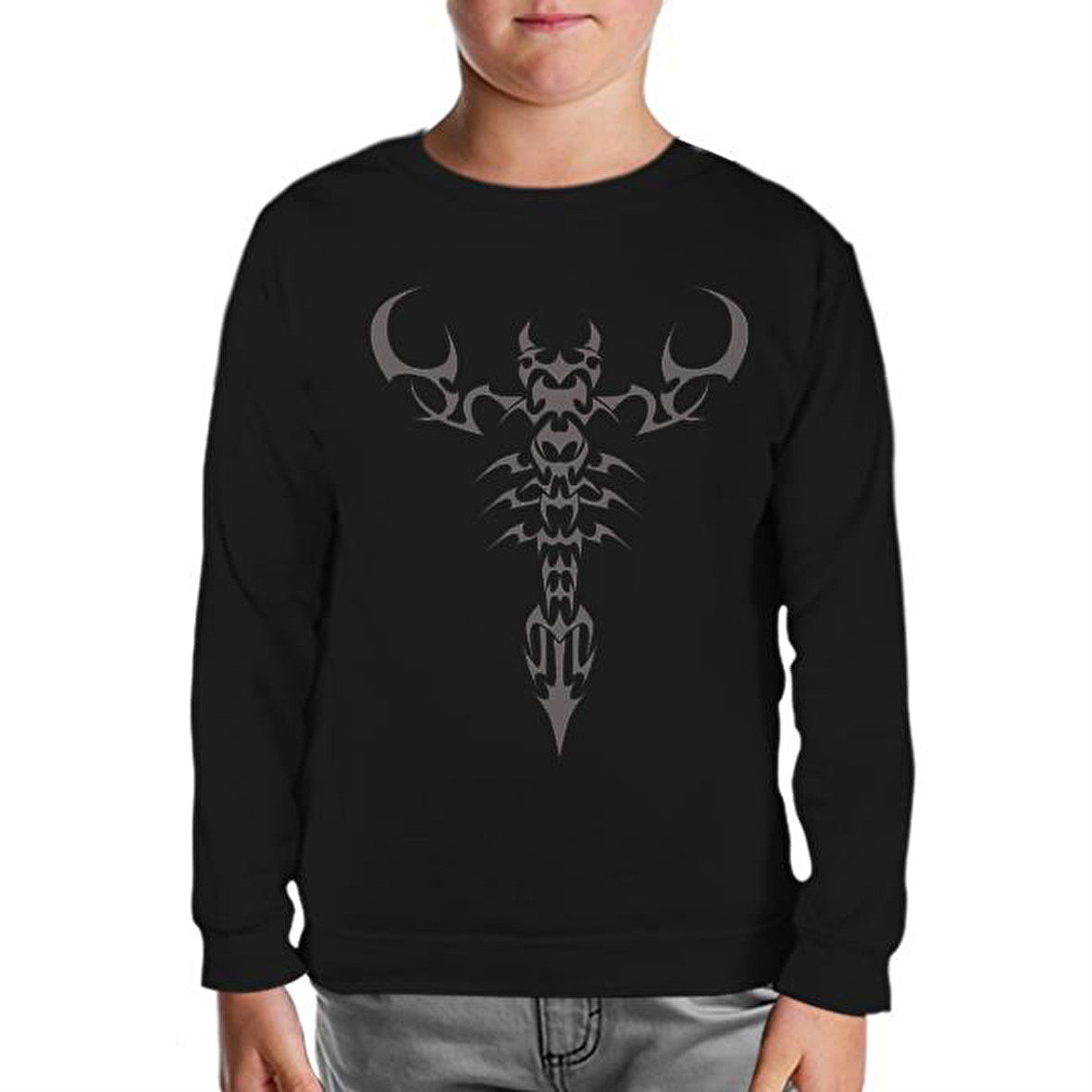 Burç - Scorpio Tatoo Siyah Çocuk Sweatshirt