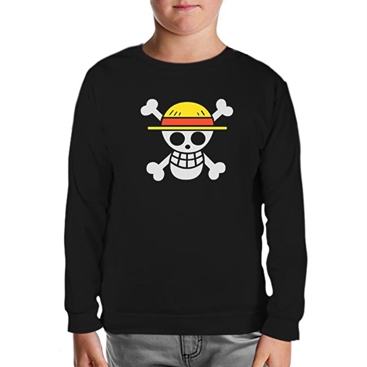 One Piece - Logo Siyah Çocuk Sweatshirt