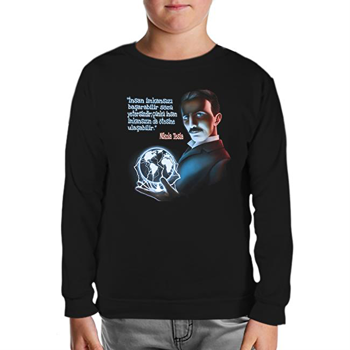 Tesla - Impossible Siyah Çocuk Sweatshirt