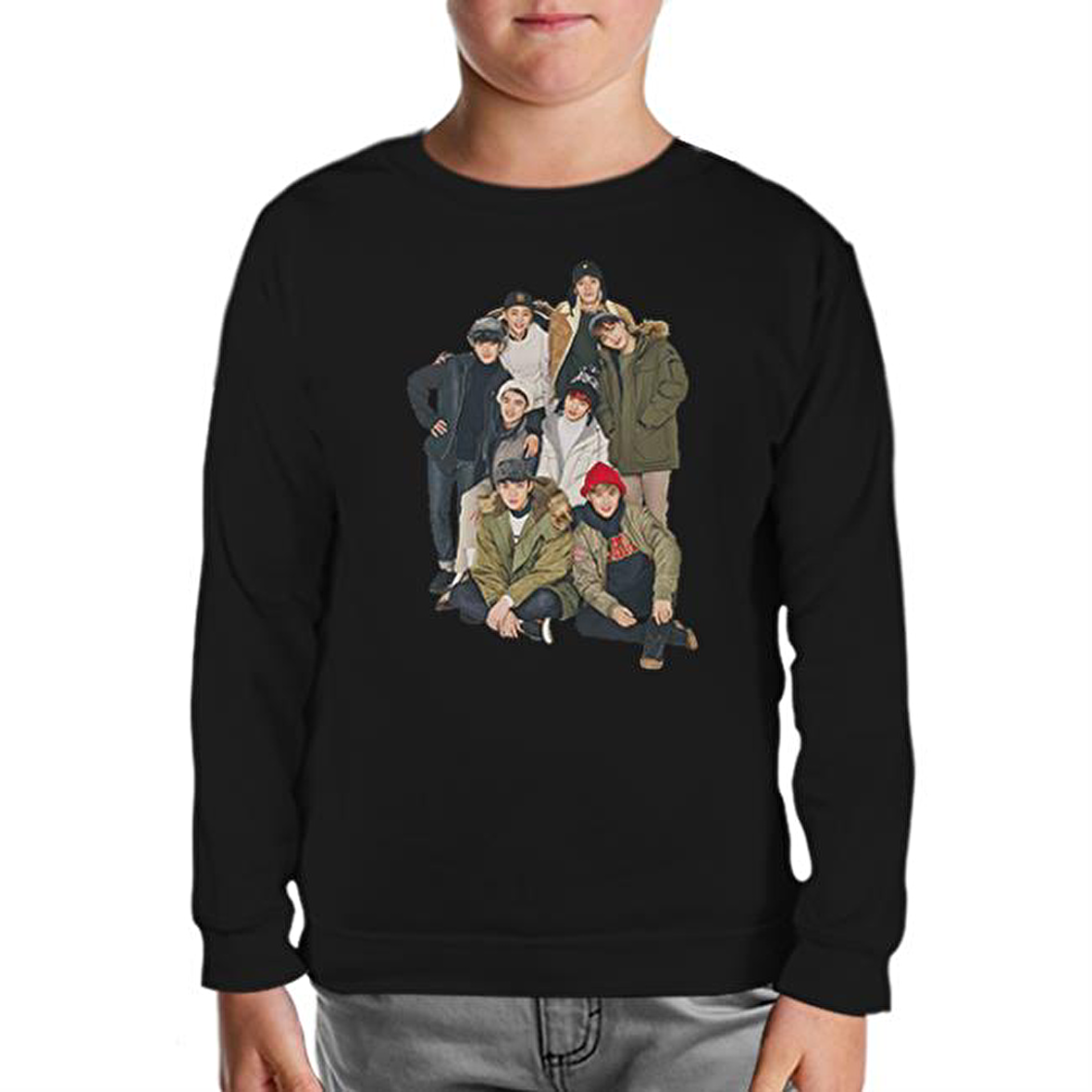 Exo - All Siyah Çocuk Sweatshirt