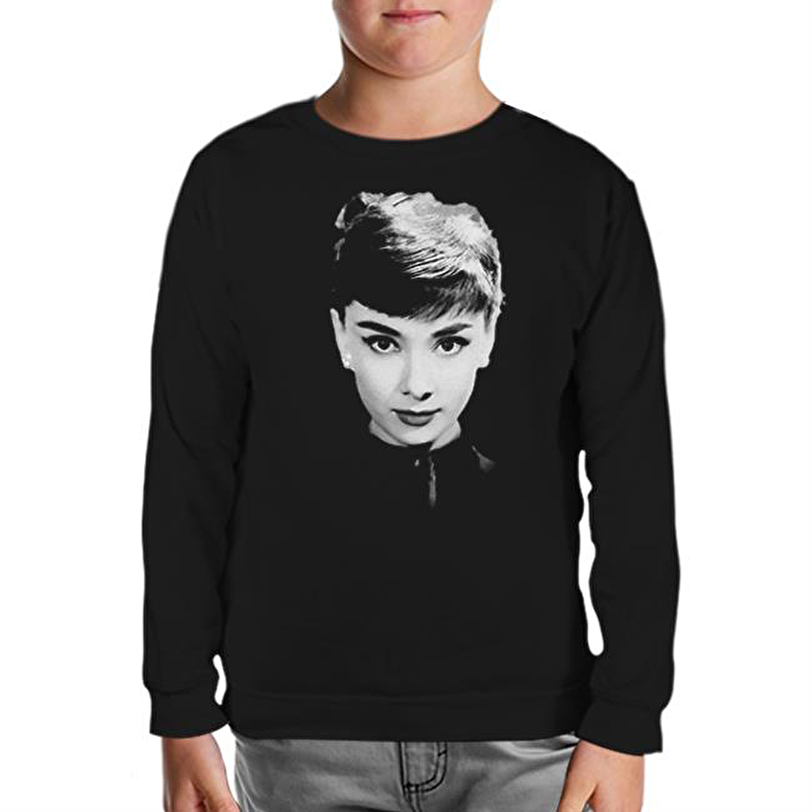 Audrey Hepburn Siyah Çocuk Sweatshirt