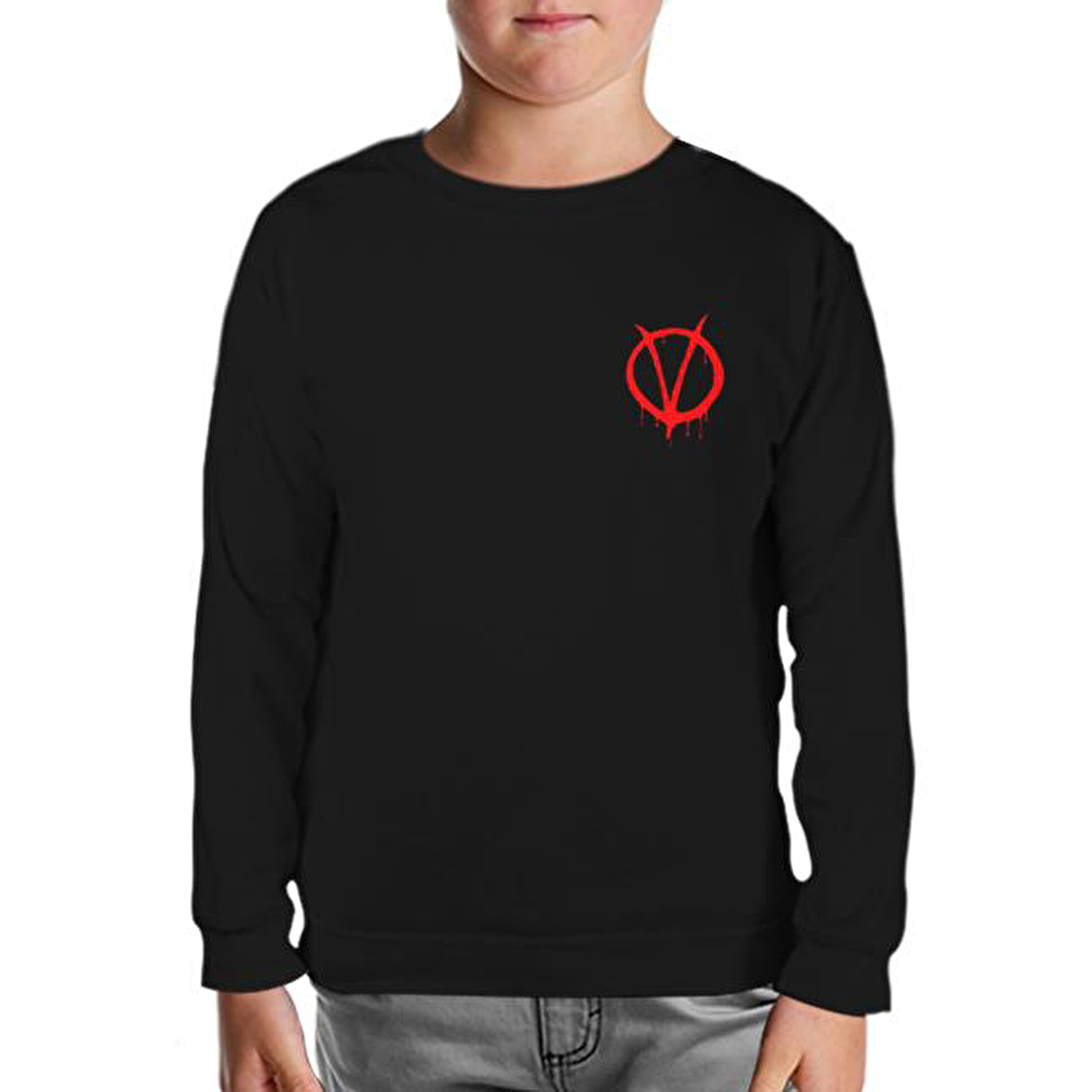 V for Vendetta - V logo Siyah Çocuk Sweatshirt