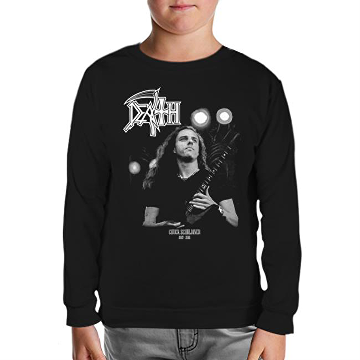 Death - Chuck Schuldiner Siyah Çocuk Sweatshirt