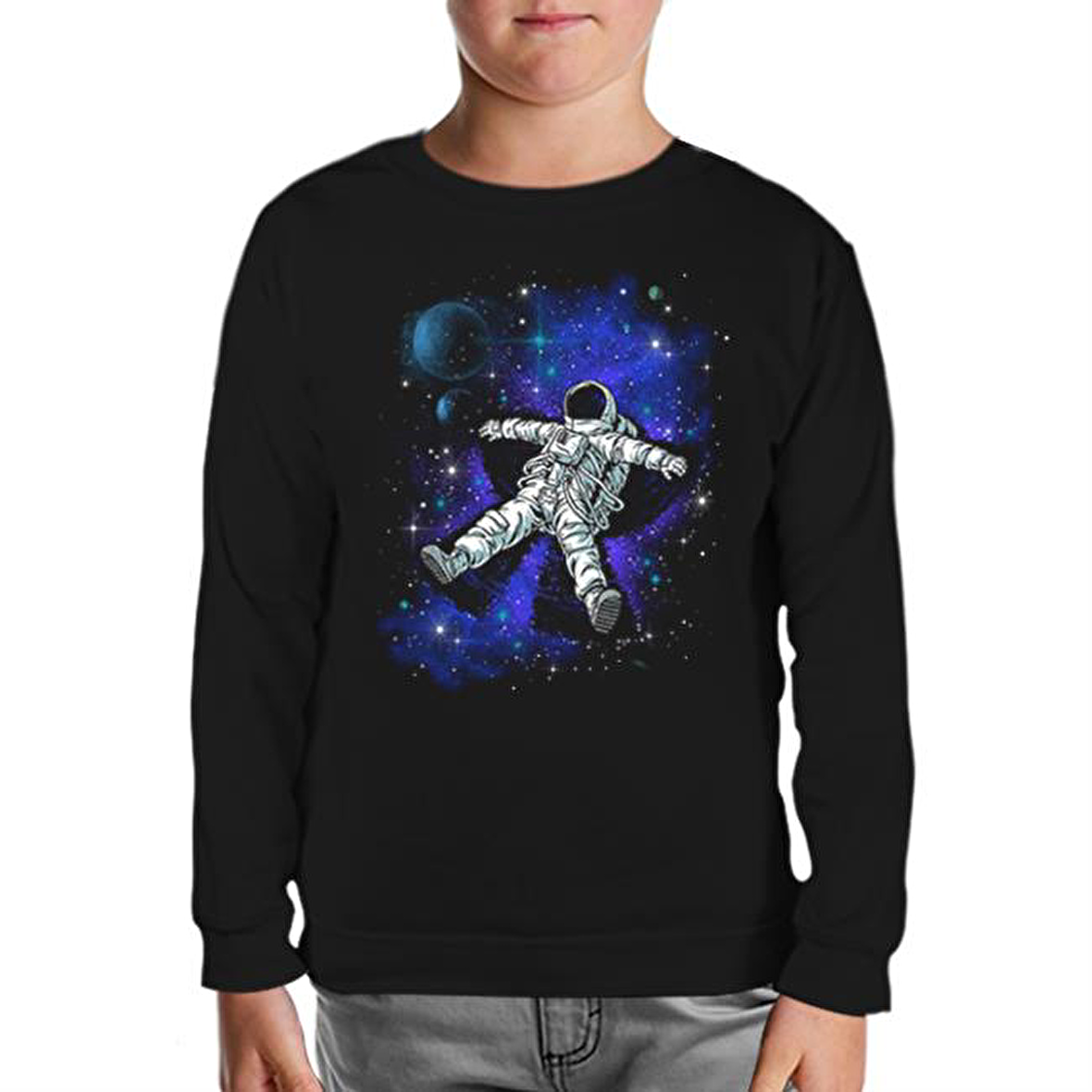 Dreams in Space Siyah Çocuk Sweatshirt