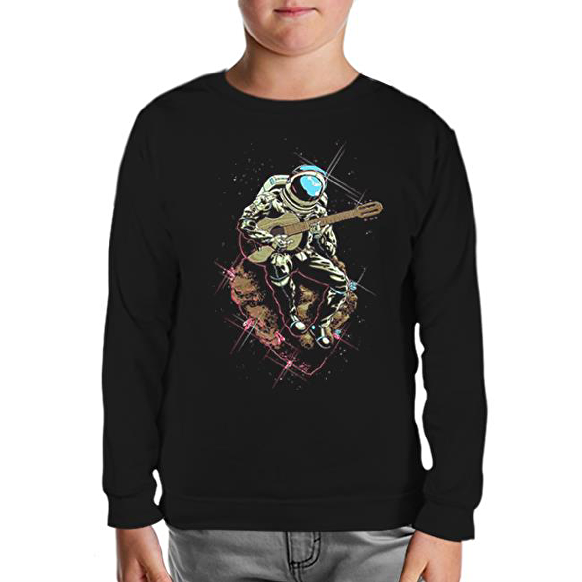 Notes in Space Siyah Çocuk Sweatshirt