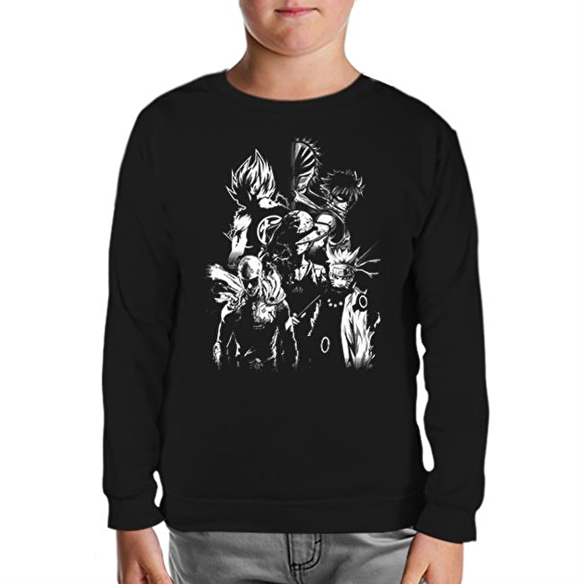 Anime Heros Siyah Çocuk Sweatshirt