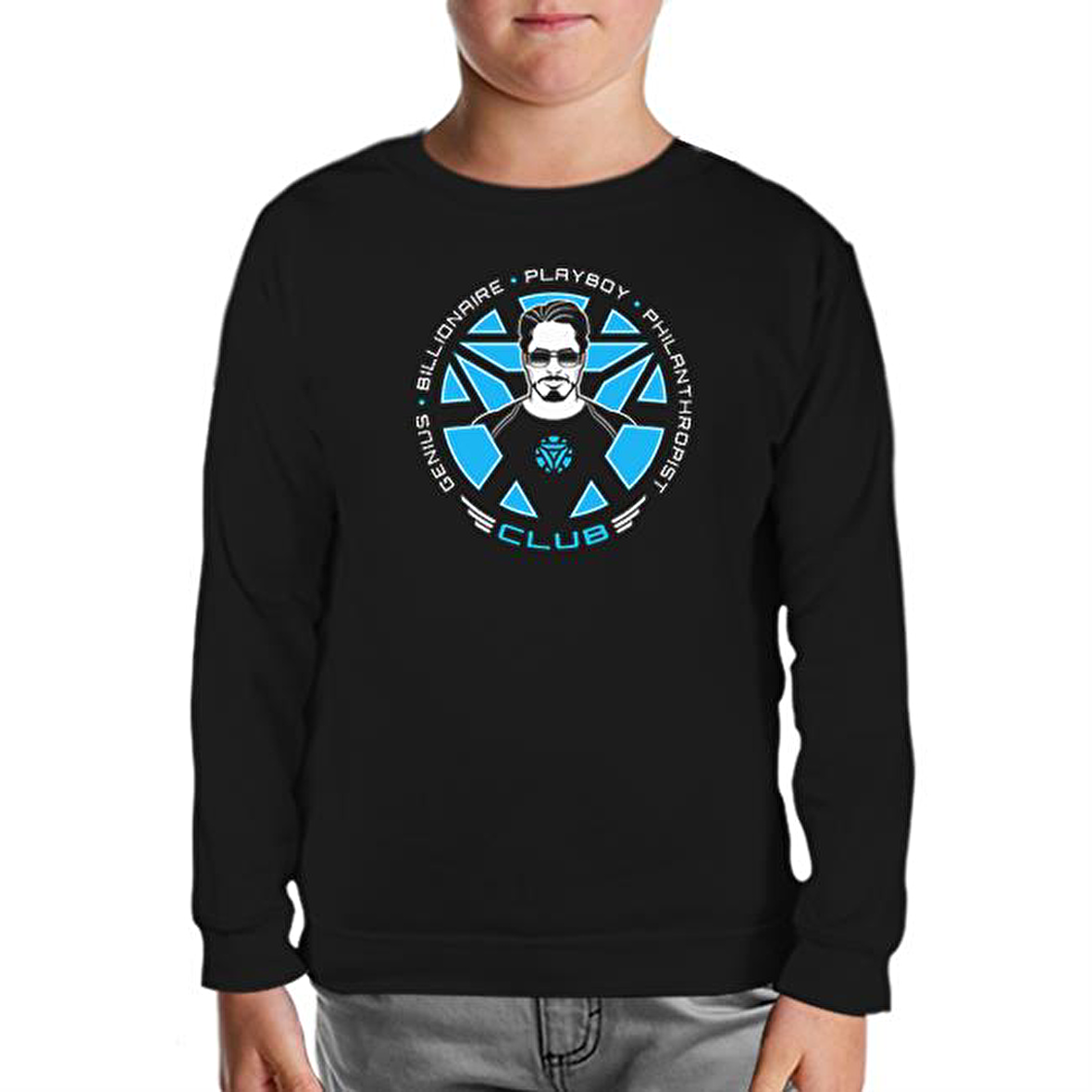 Tony Stark - Club Siyah Çocuk Sweatshirt