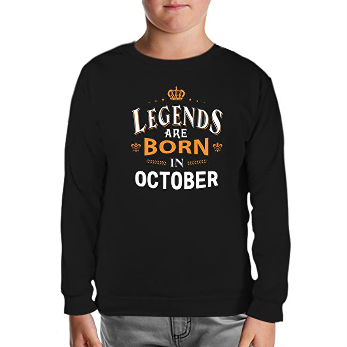 Legends Born in October - King Siyah Çocuk Sweatshirt