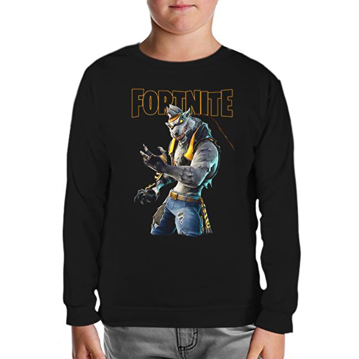 Fortnite - Wolf Siyah Çocuk Sweatshirt