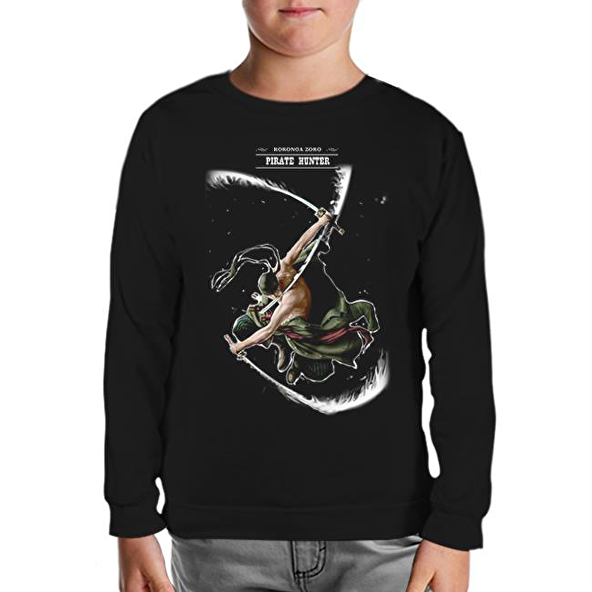 One Piece - Rononoa Hunter Siyah Çocuk Sweatshirt