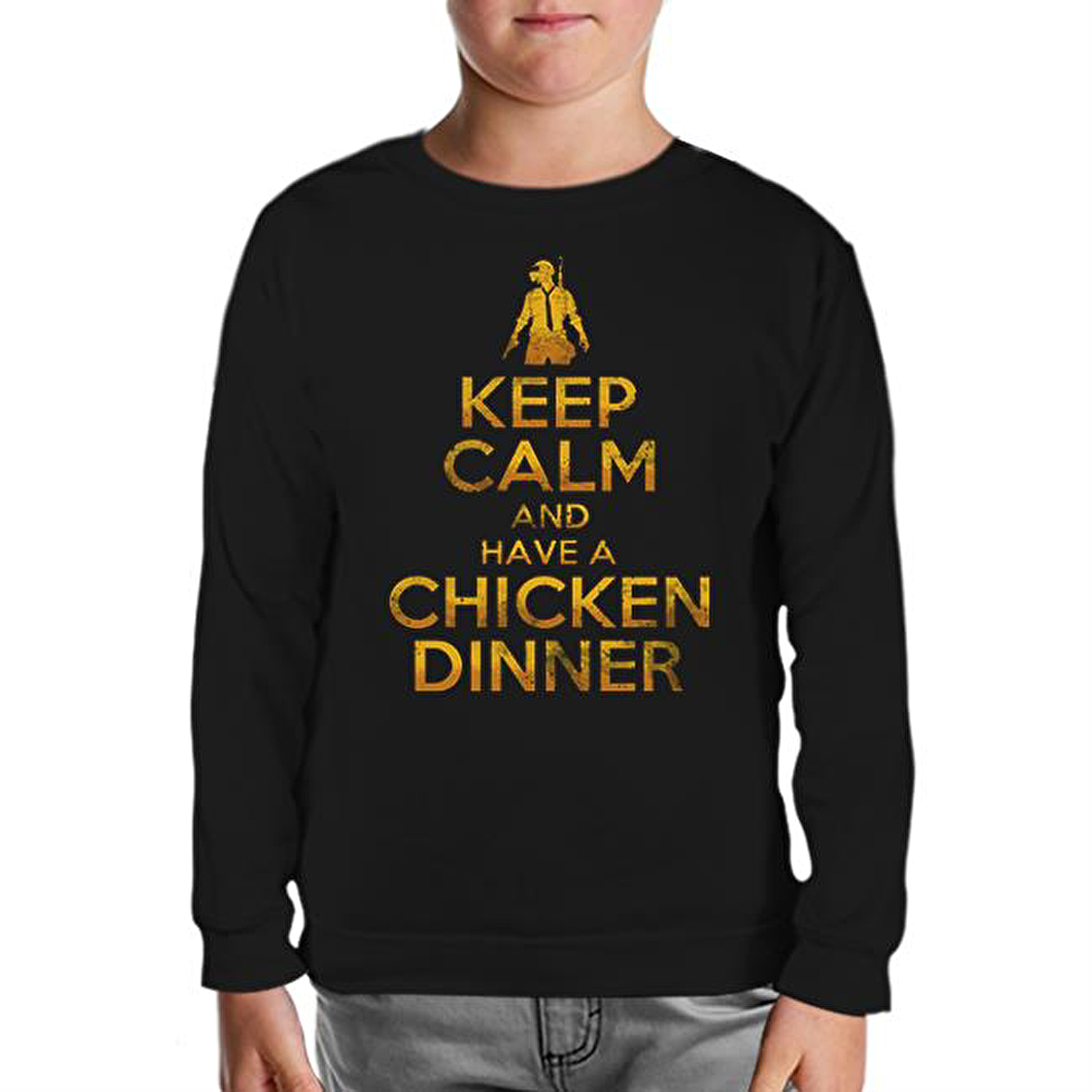 PUBG - Keep Calm Siyah Çocuk Sweatshirt