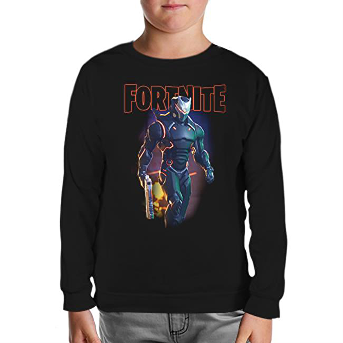 Fortnite - Firegun Siyah Çocuk Sweatshirt