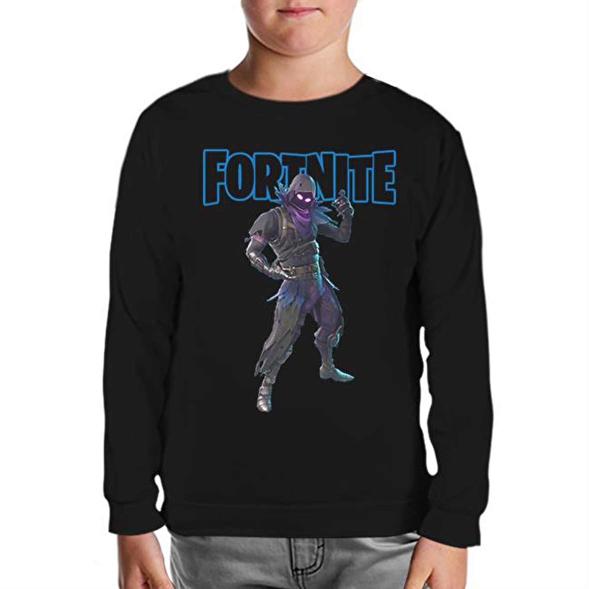 Fortnite - Raven Siyah Çocuk Sweatshirt