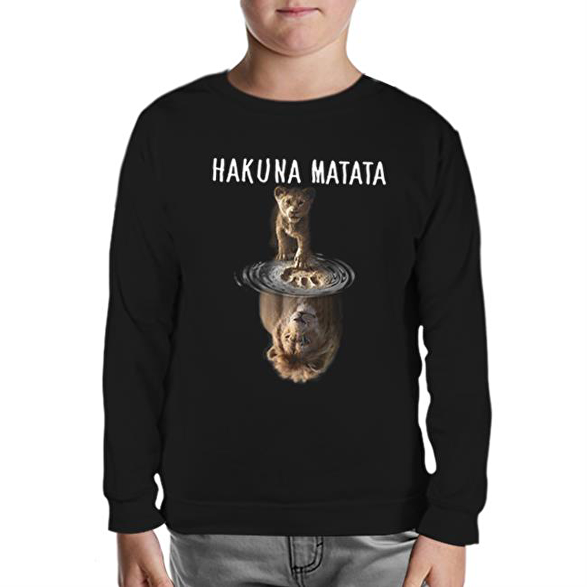 Hakuna Matata - Aslan Kral Siyah Çocuk Sweatshirt