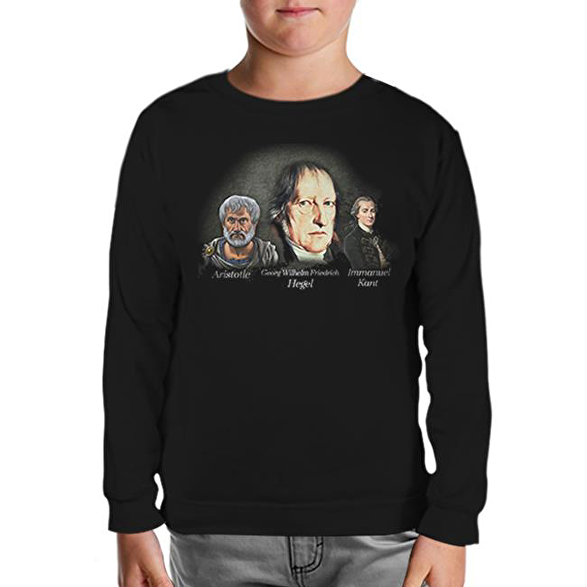 Hegel Aristo Kant Siyah Çocuk Sweatshirt