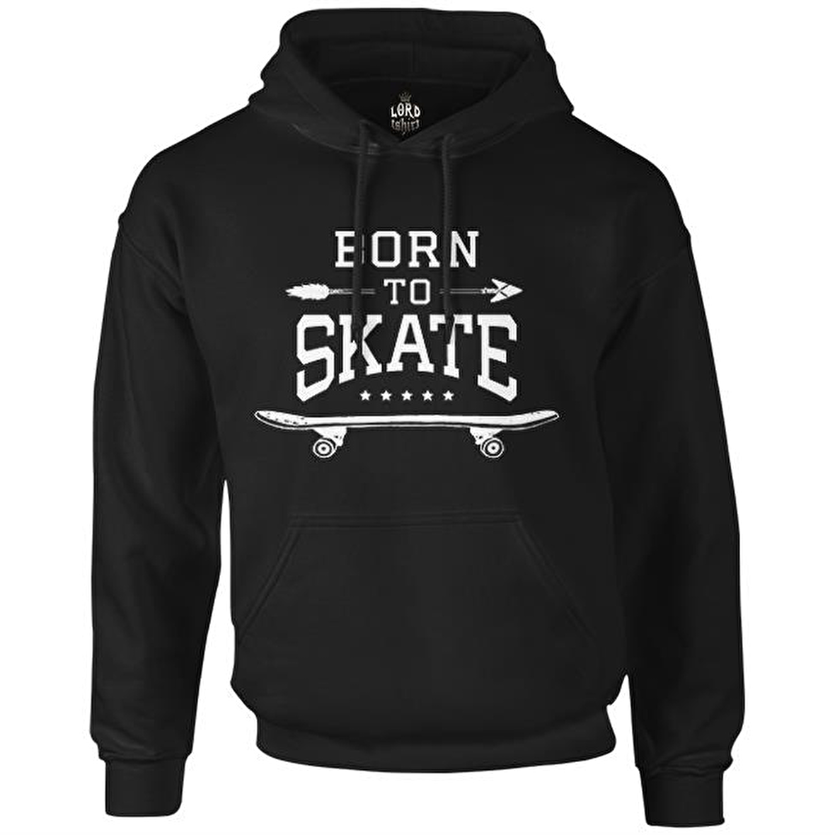 Born to Skate Siyah Erkek Fermuarsız Kapşonlu