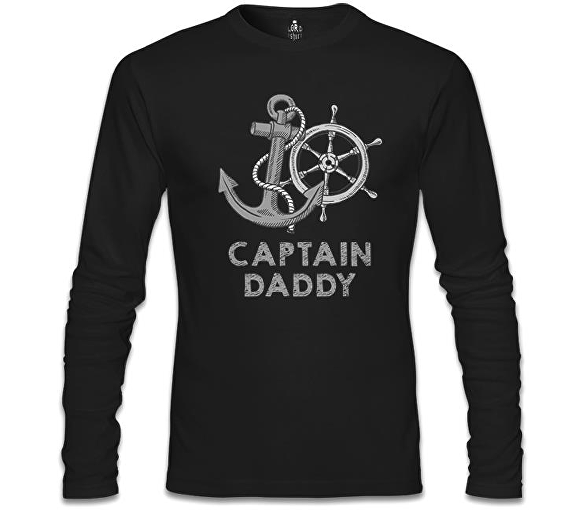 Captain Daddy Siyah Erkek Sweatshirt