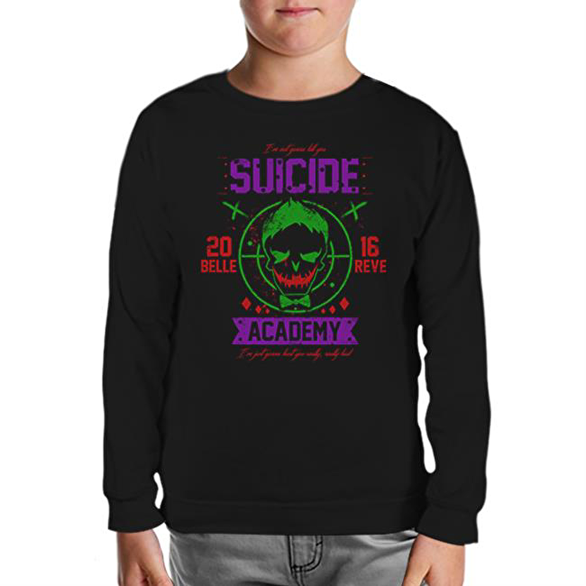 Suicide Squad - Academy Joker Siyah Çocuk Sweatshirt