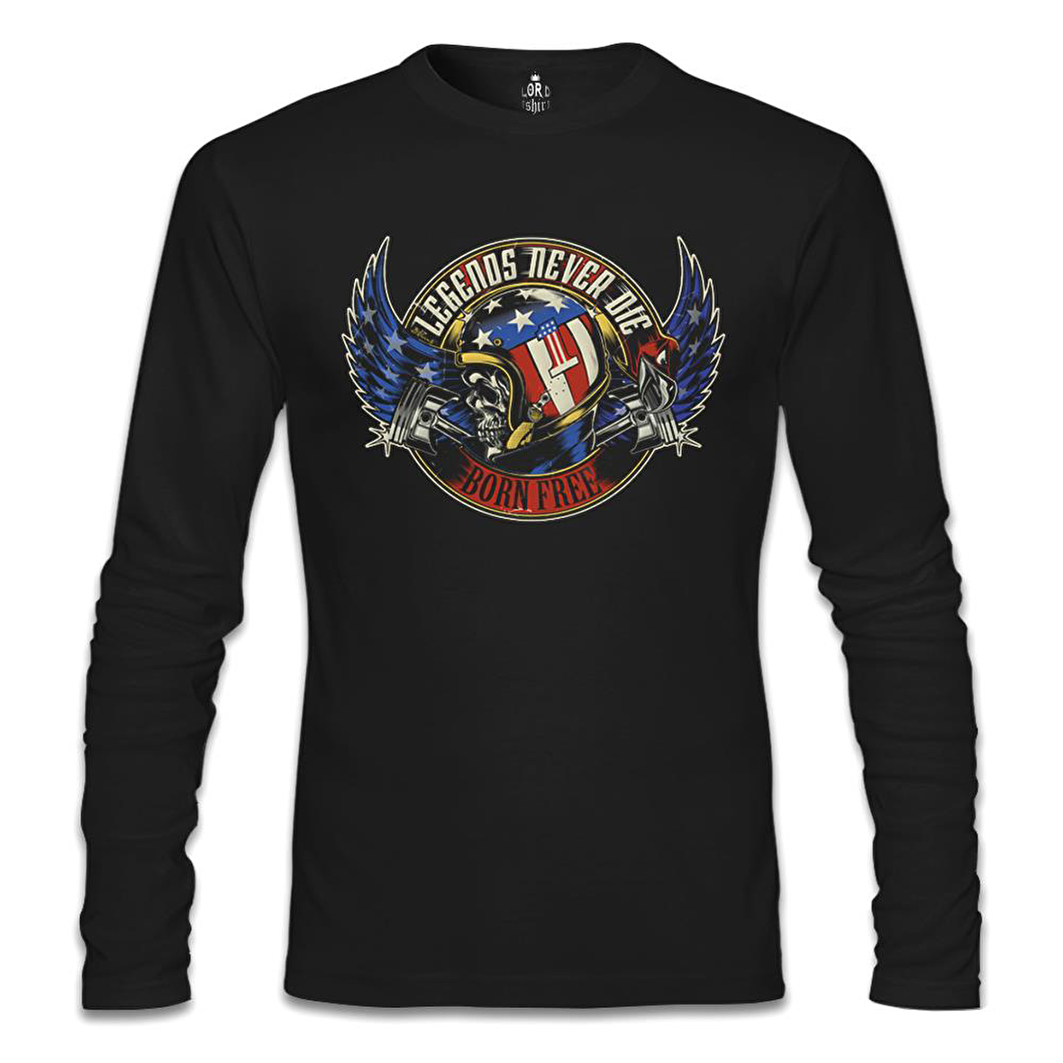 Motosiklet - Born Free Siyah Erkek Sweatshirt