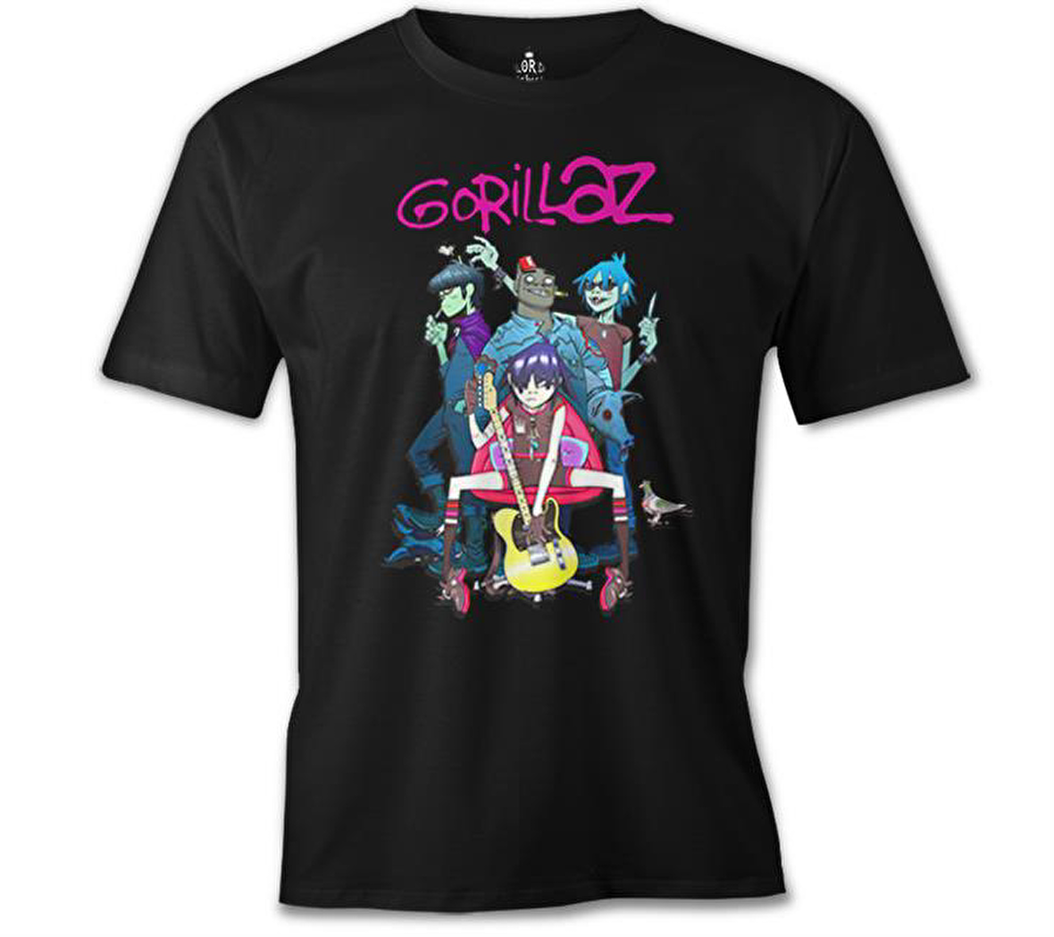 Gorillaz - Gitar Siyah Erkek Tshirt