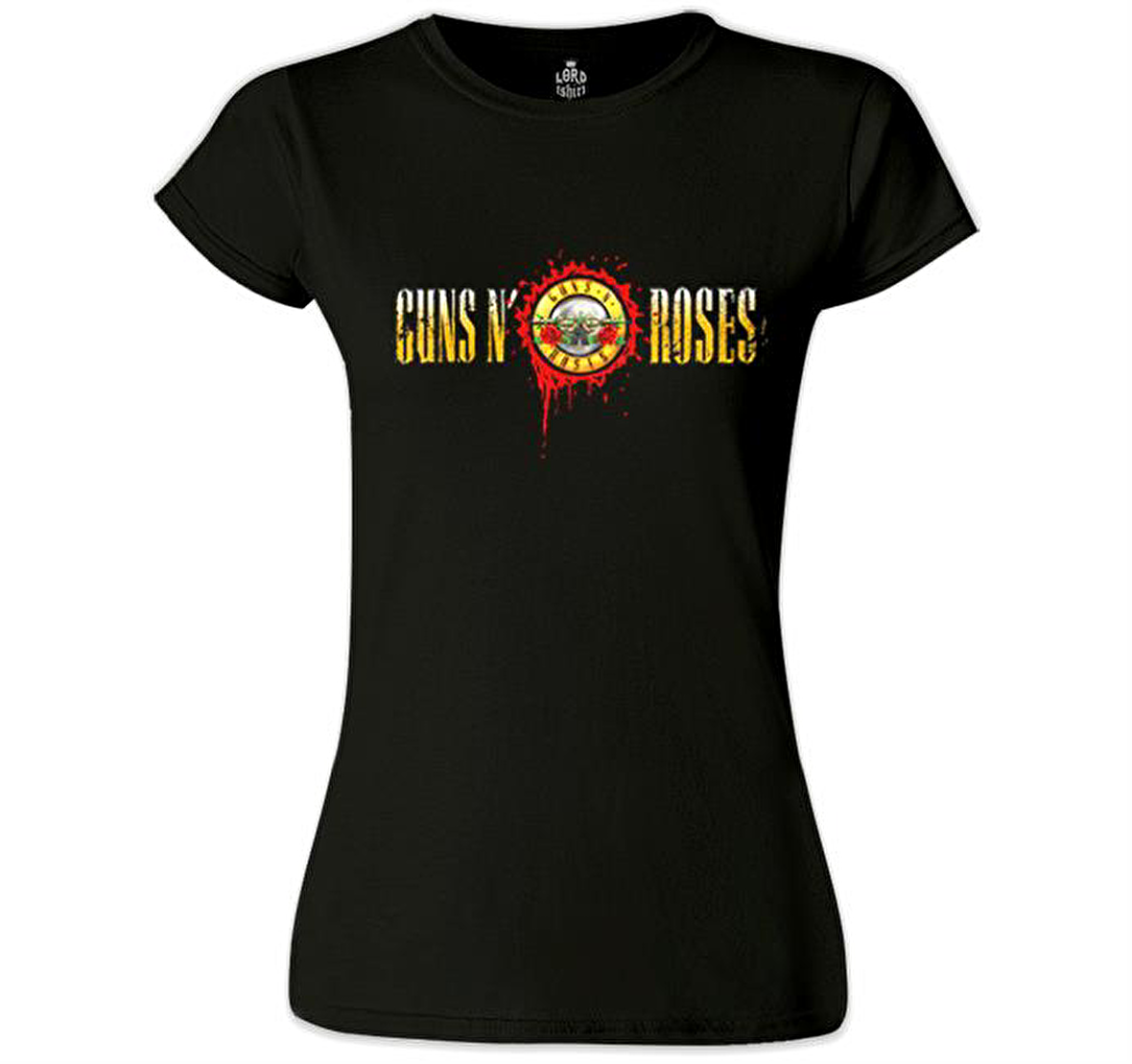 Guns N Roses - Drops Logo Siyah Kadın Tshirt
