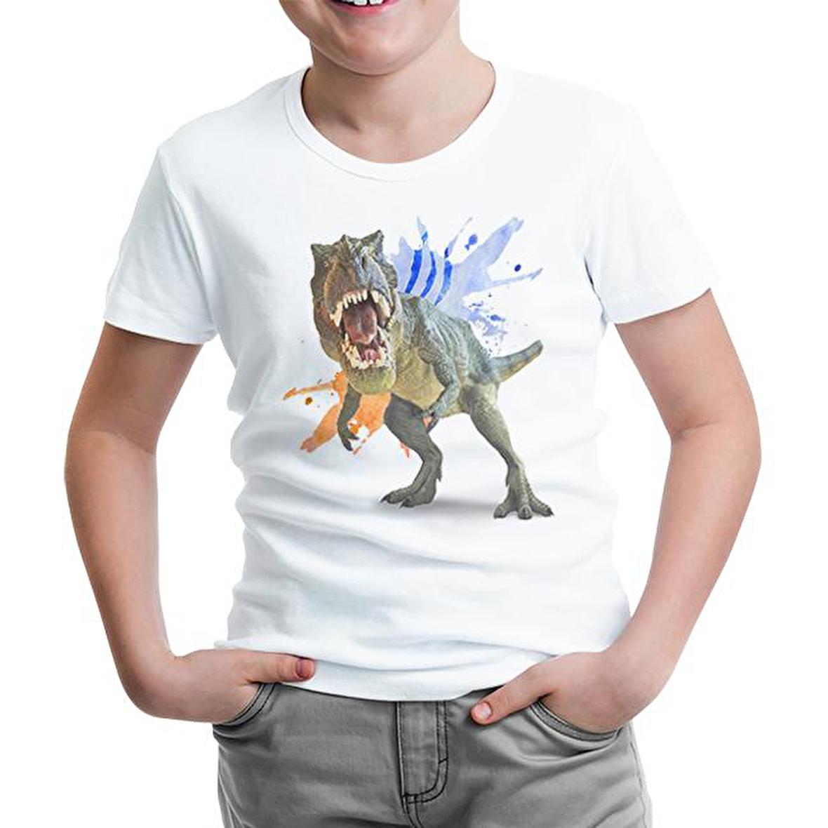 Dinazor - Trex Beyaz Çocuk Tshirt