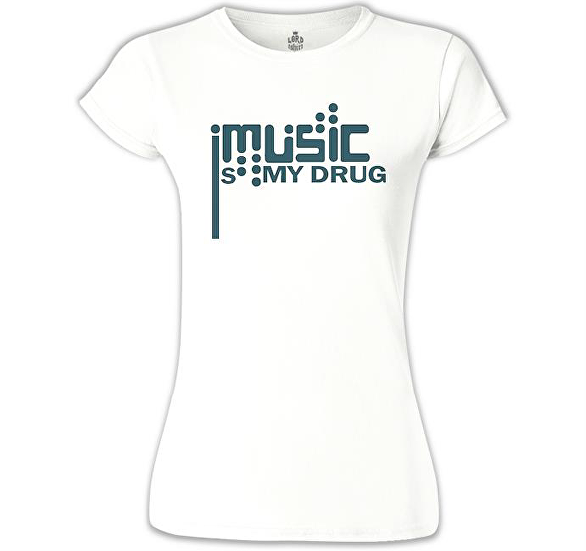 Music is My Drug Logo Beyaz Kadın Tshirt