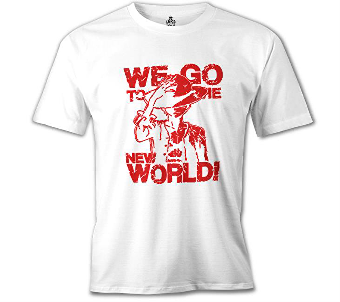 One Piece - We Go to the New World Beyaz Erkek Tshirt