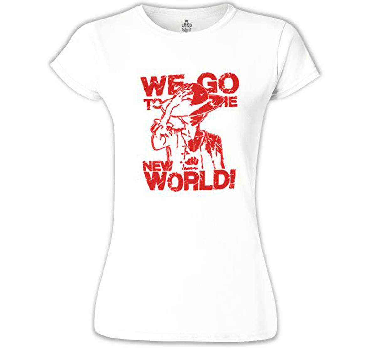 One Piece - We Go to the New World Beyaz Bayan Tshirt
