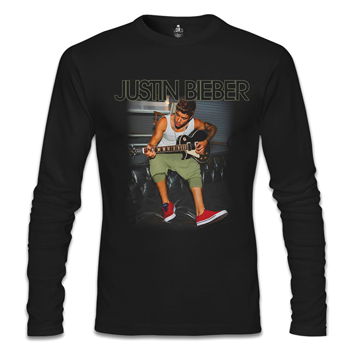 Justin Bieber - Guitar Siyah Erkek Sweatshirt
