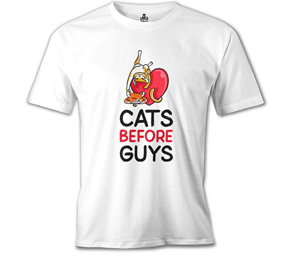 Cats Before Guys Beyaz Erkek Tshirt
