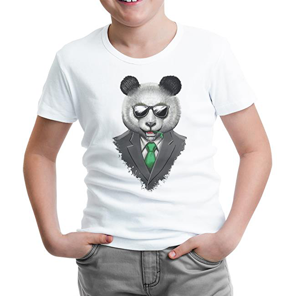 Panda - Bamboo Beyaz Çocuk Tshirt