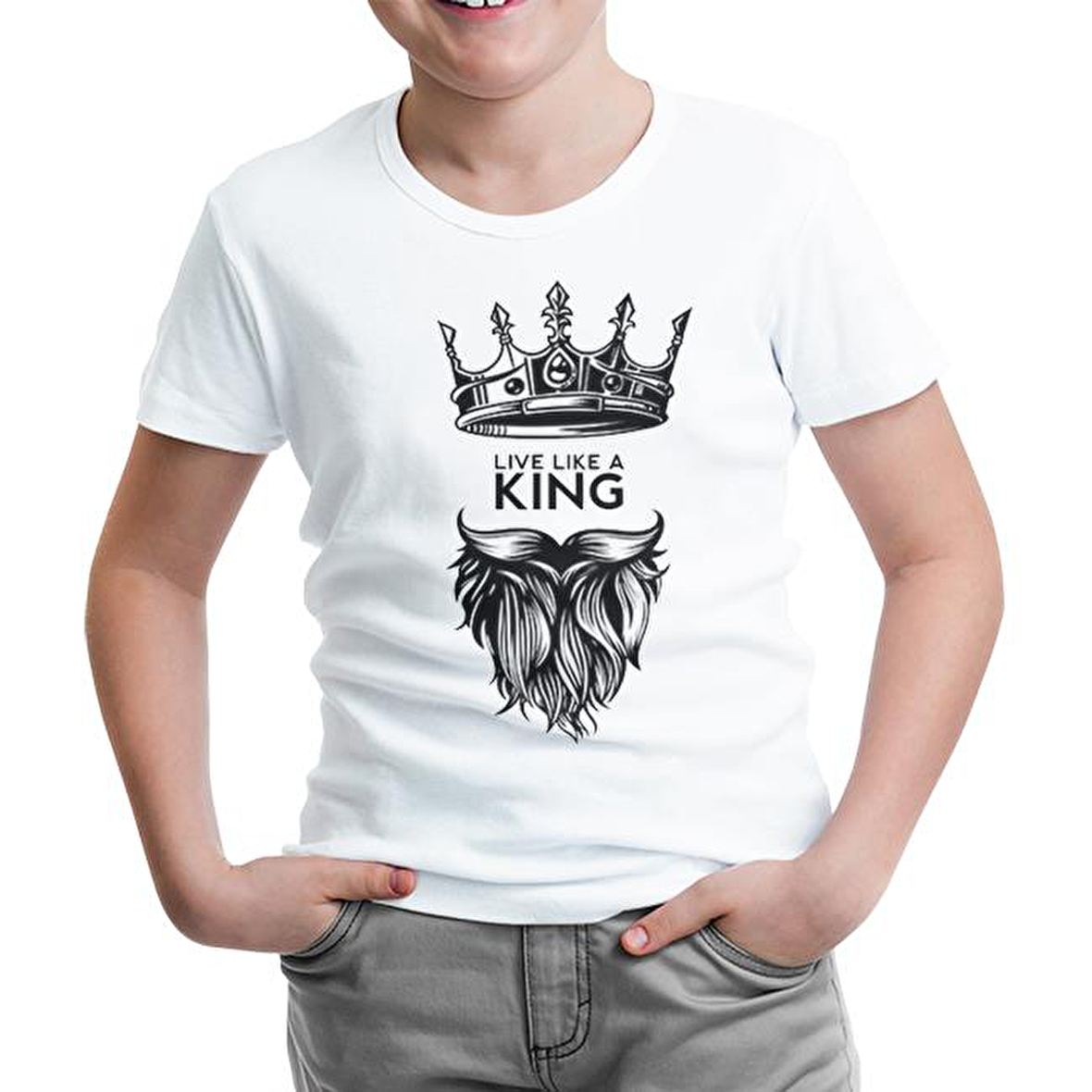 Live Like a King Beyaz Çocuk Tshirt