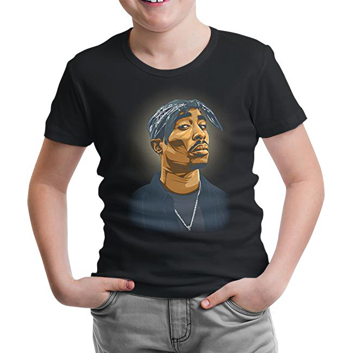 Tupac Shakur - Necklace Siyah Çocuk Tshirt