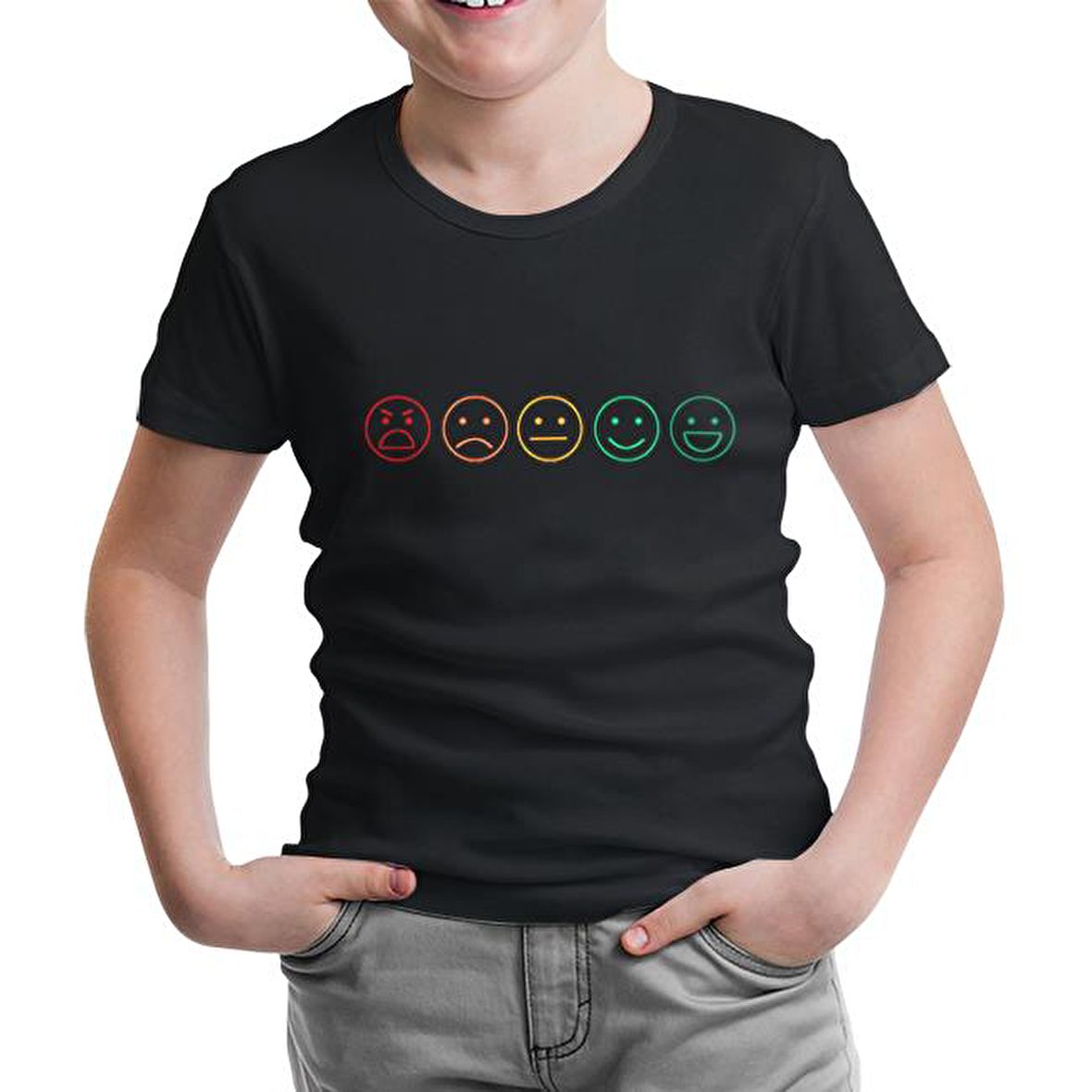Emoji Siyah Çocuk Tshirt