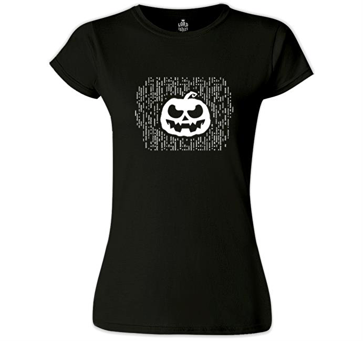 Halloween - Pumpkin Lines Siyah Kadın Tshirt