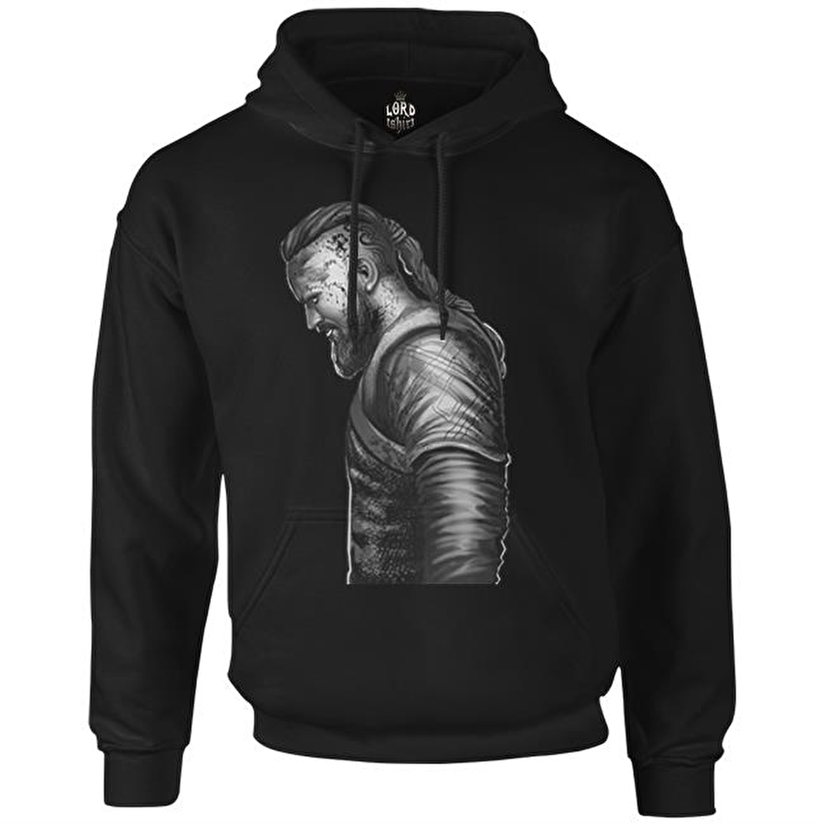 Vikings - Ragnar III Siyah Erkek Fermuarsız Kapşonlu