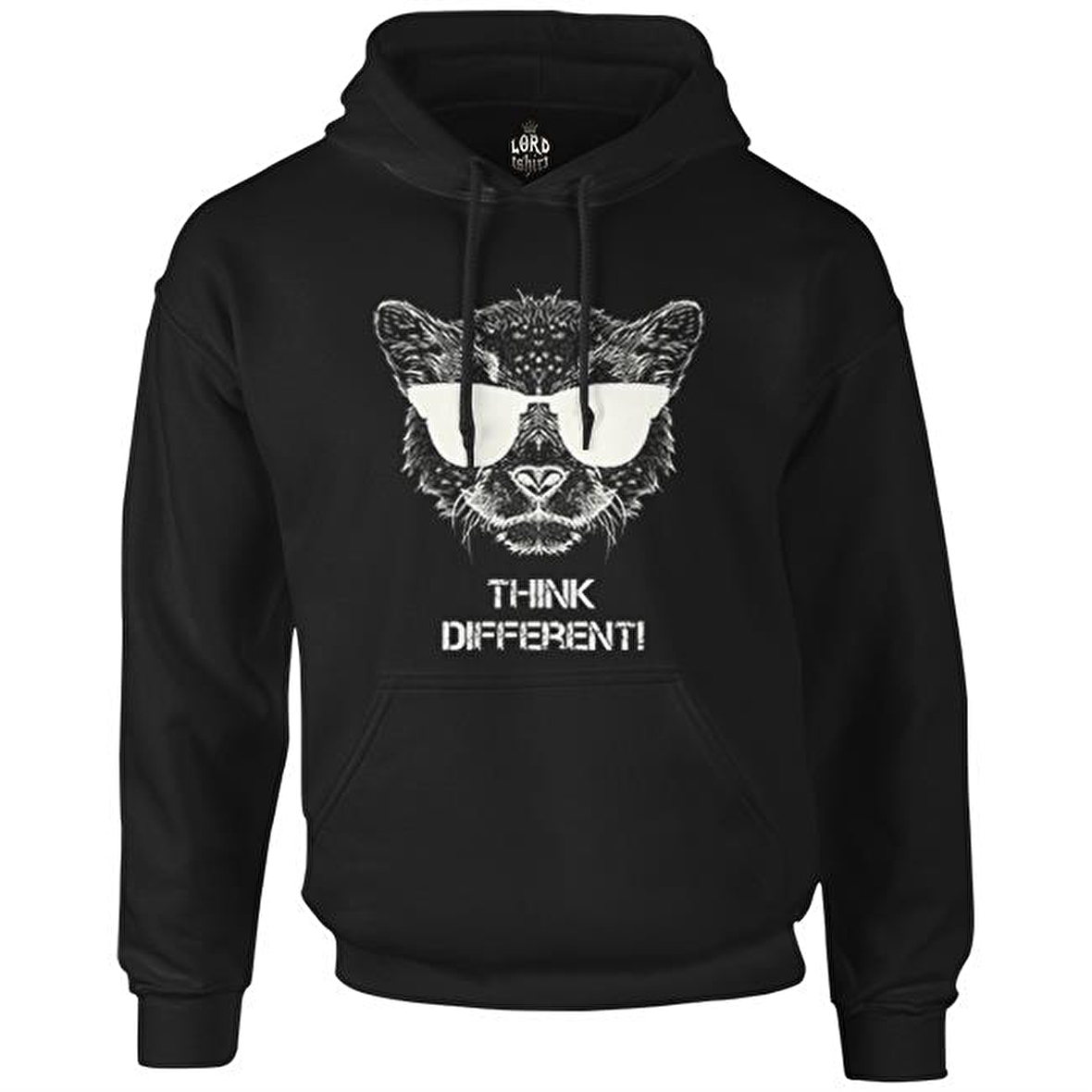Think Different Siyah Erkek Fermuarsız Kapşonlu