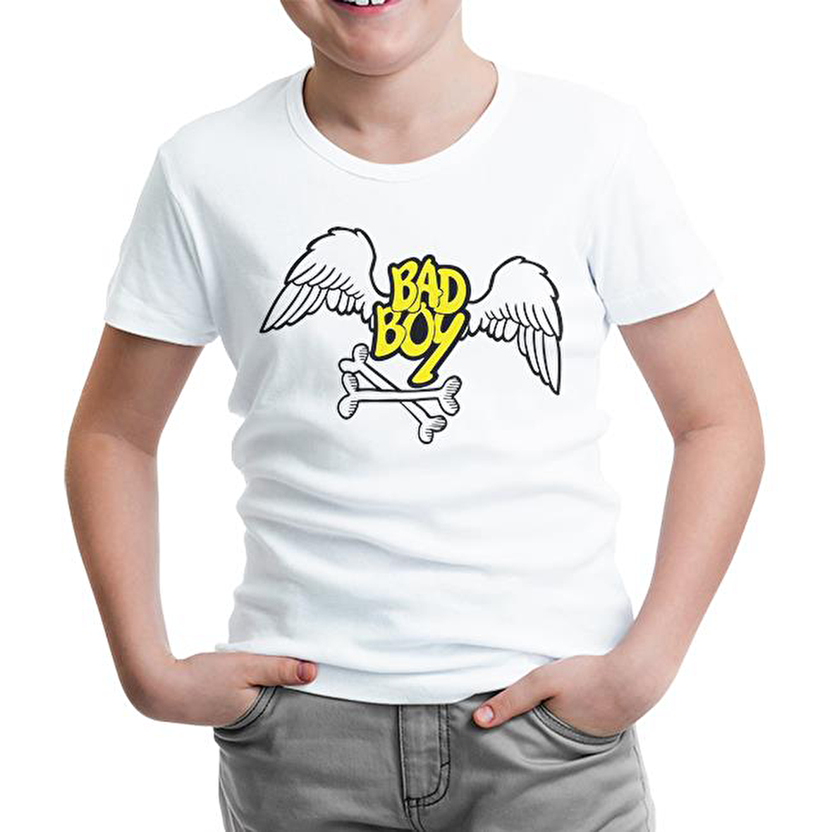 Bad Boy - Wings Beyaz Çocuk Tshirt