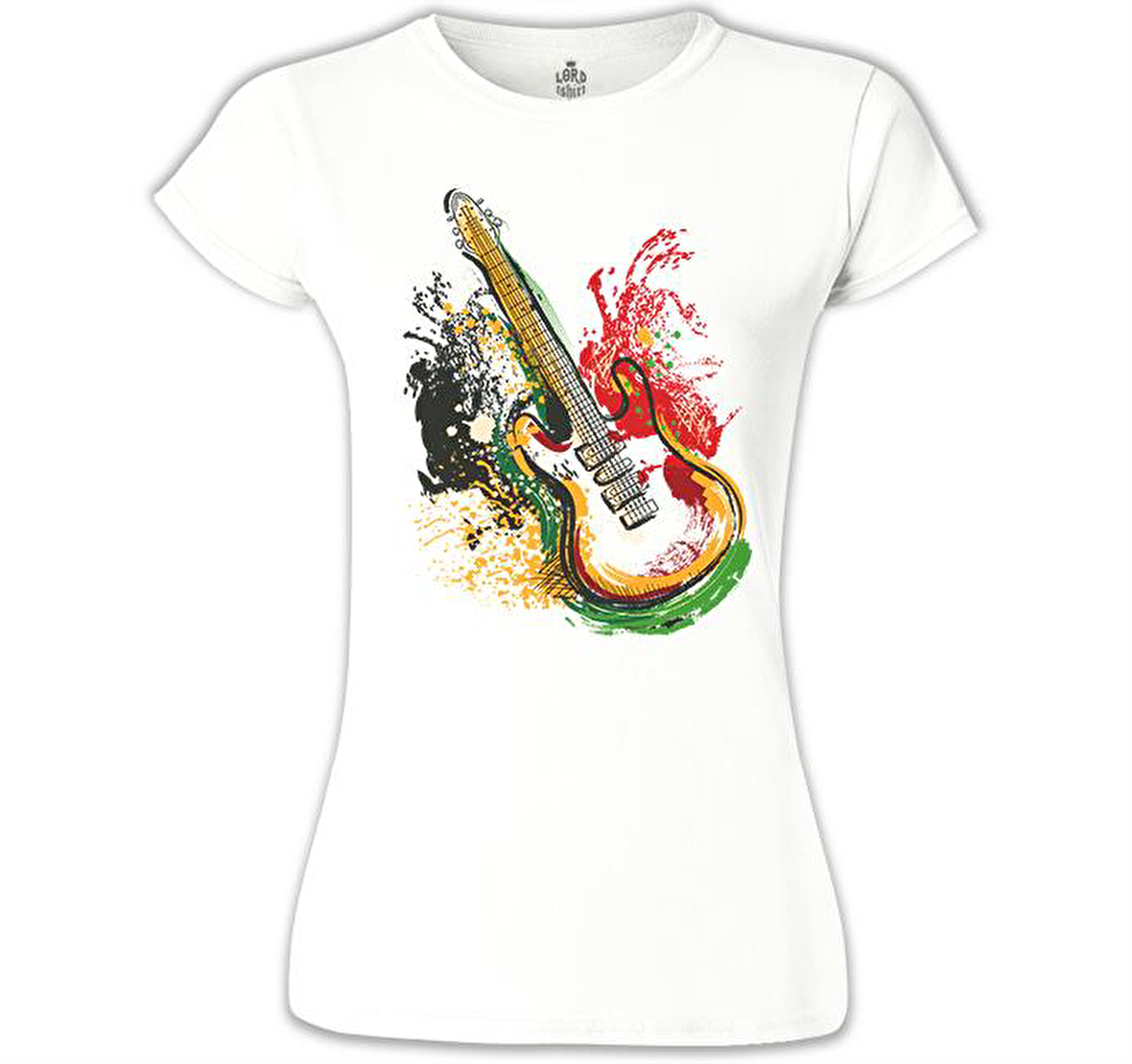 Gitar Colors Beyaz Bayan Tshirt