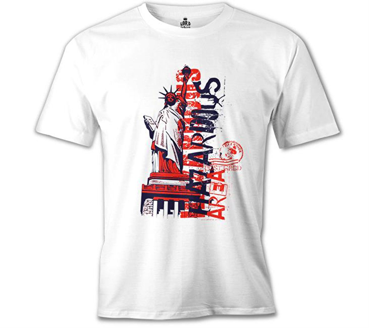 New York - Liberty Area Beyaz Erkek Tshirt