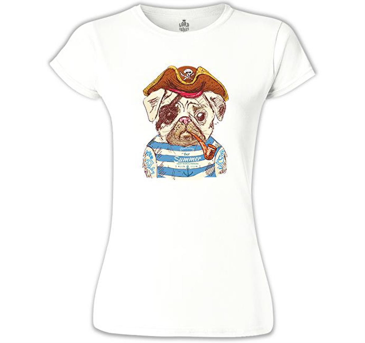 Köpek - Korsan Beyaz Bayan Tshirt