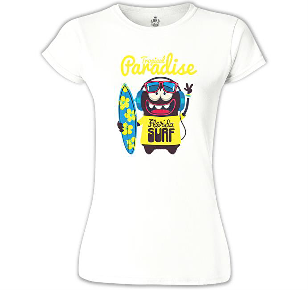 Florida - Sörf Beyaz Bayan Tshirt