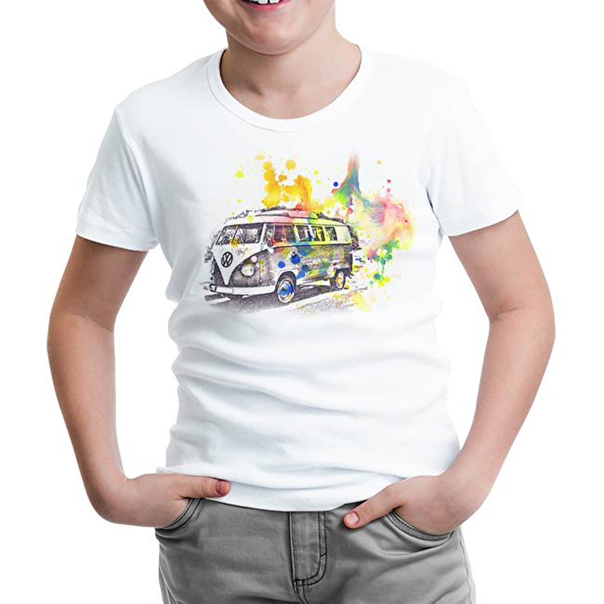 WV - Minibüs Beyaz Çocuk Tshirt